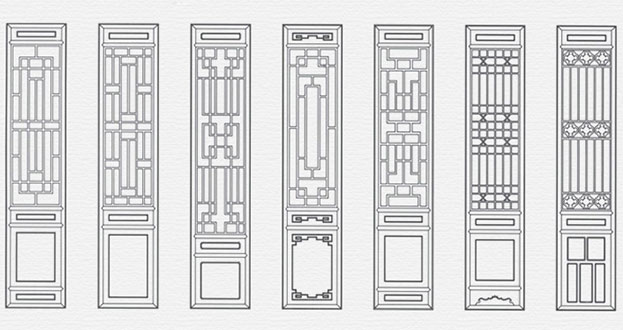 万冲镇常用中式仿古花窗图案隔断设计图